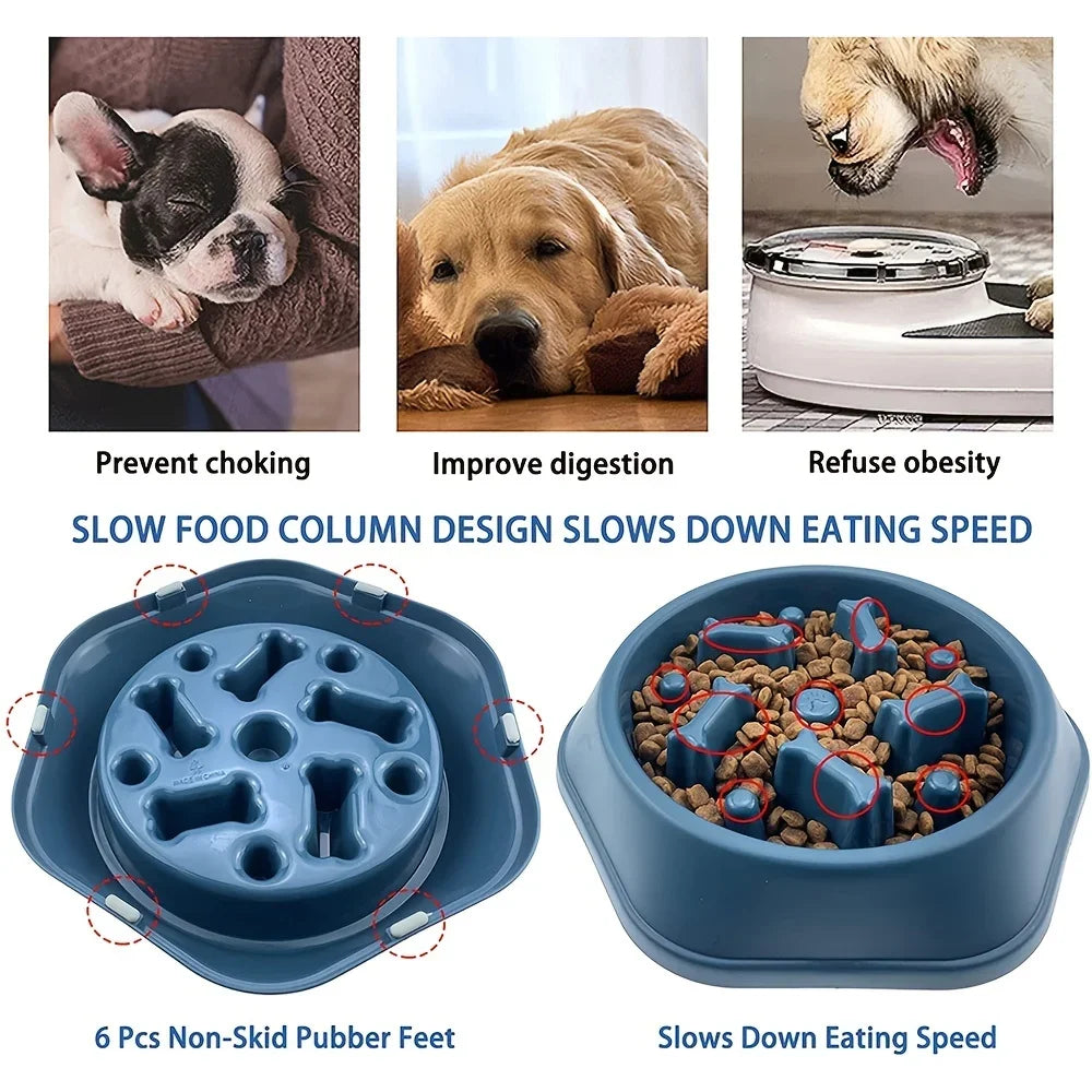 Dog Slow Feeder Non-choking Pet Bowl Anti Slip