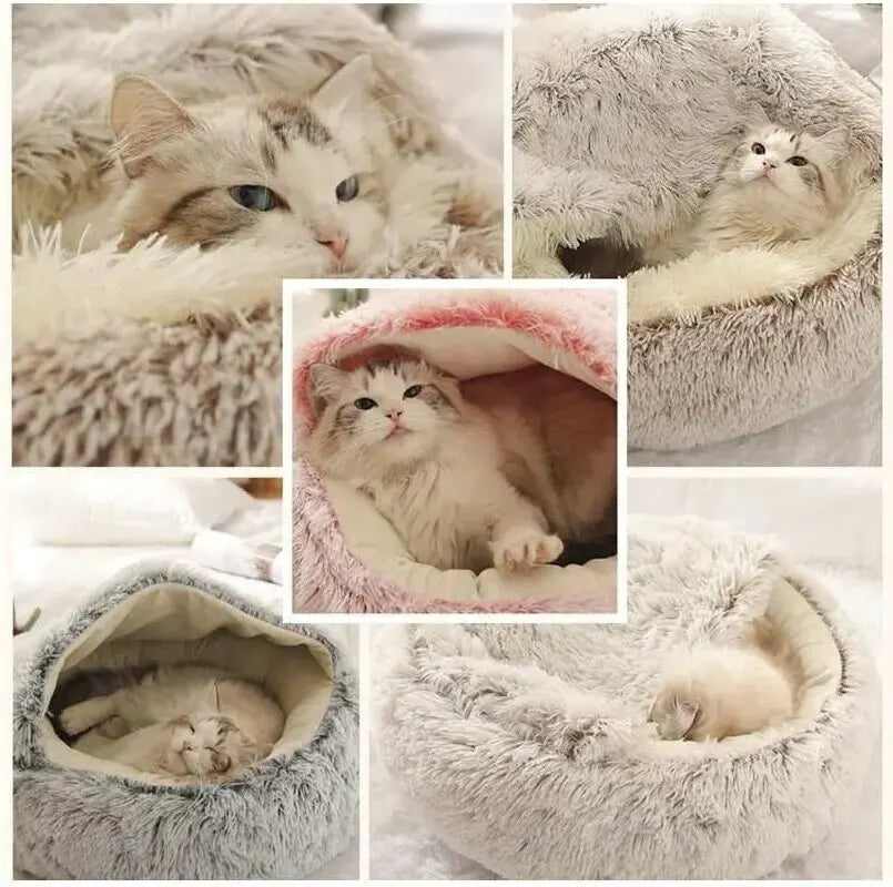 Warm Plush Pet Bed & Nest Cave