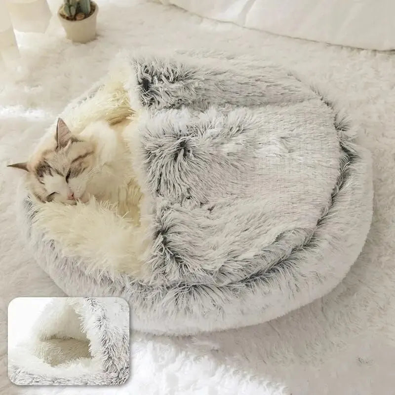 Warm Plush Pet Bed & Nest Cave