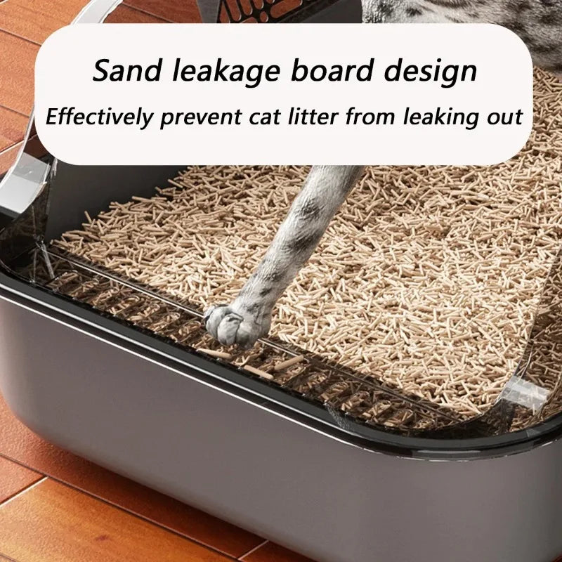 Cat Litter Box Semi-enclosed Thickening Kitty Sandbox High Side