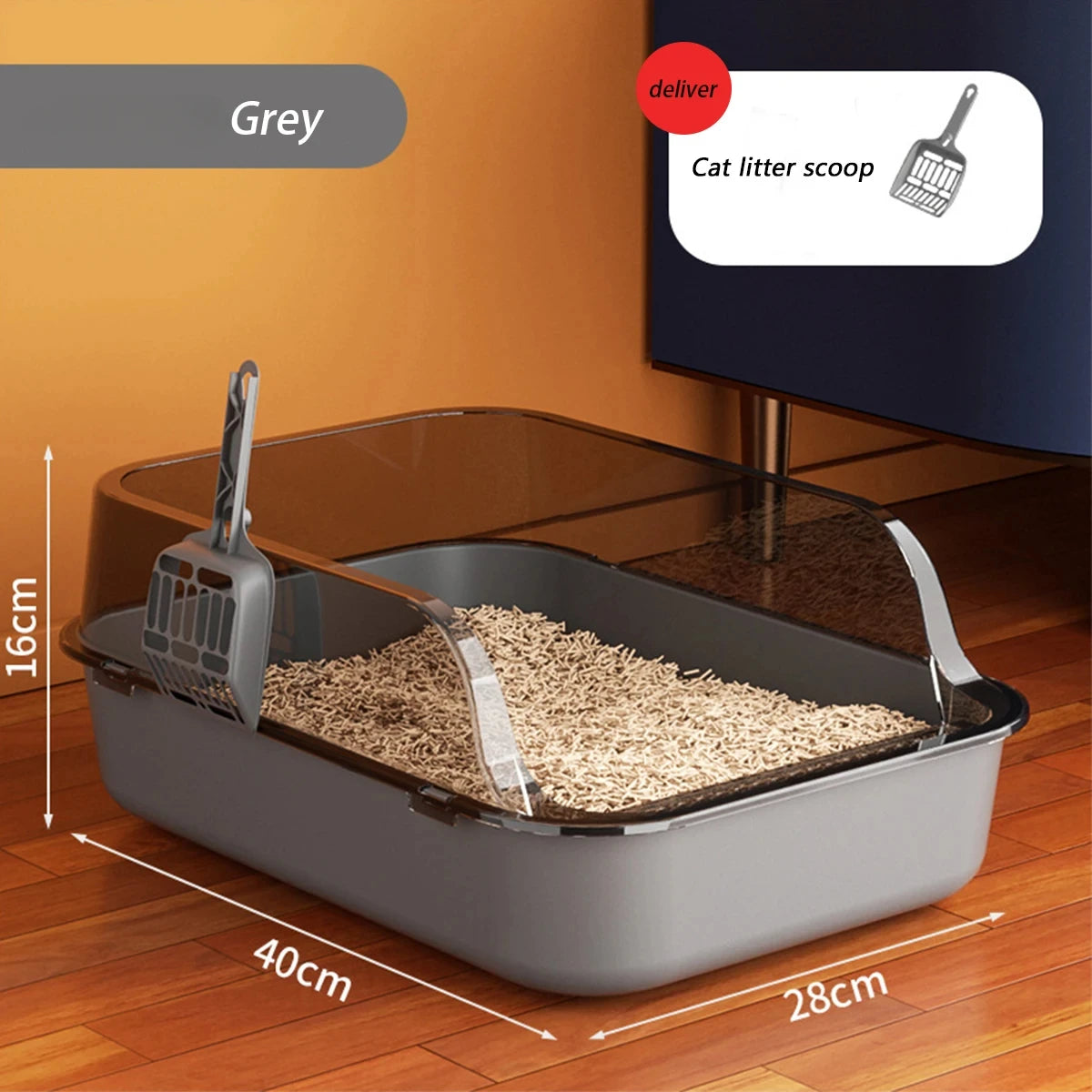 Cat Litter Box Semi-enclosed Thickening Kitty Sandbox High Side