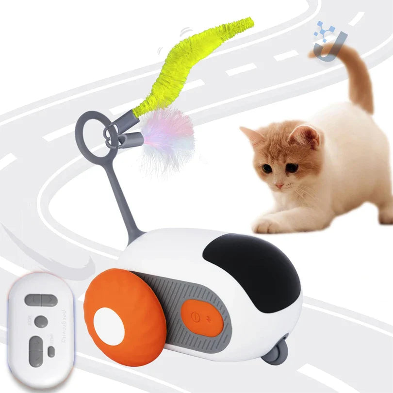 Interactive Cat Toy Car with Remote Control