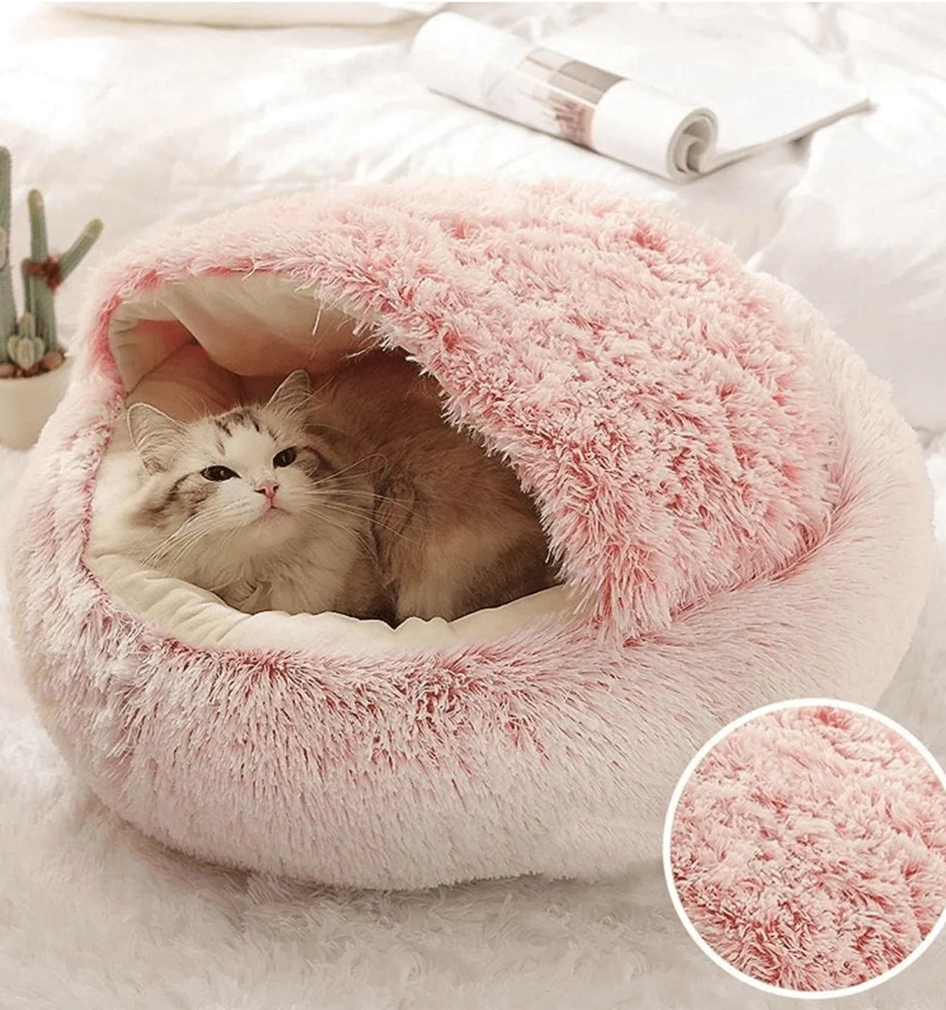 Warm Plush Pet Bed & Nest Cave