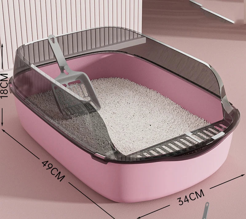 Cat Litter Box Semi-enclosed Thickening Kitty Sandbox High Side