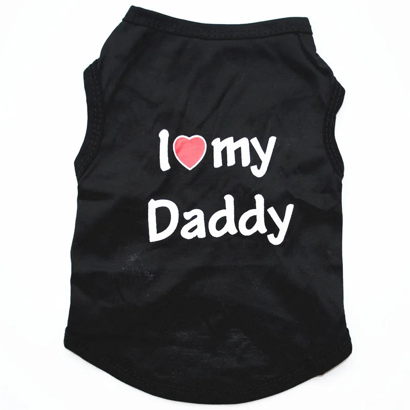 Pet Clothes Casual Puppy Dog Cat Clothing "I Love Mommy & Daddy" Print Cute Cat Vest Tee Shirt Cotton T-shirt Cat Kitten Apparel