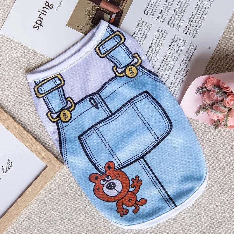 Sweet Print Sphynx Cat Clothes Costume Summer Pet Vest for Cats Gotas Rabbit Persian Kitten mascotas Clothing ubranko dla kota