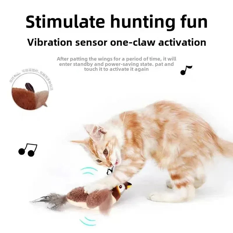 Hot Cat Interactive Toys Catnip Electric Pat Bird (مع النعناع البري) Dog Cats-Actived Squeaky Plash Plash Pay Pet USB قابل لإعادة الشحن