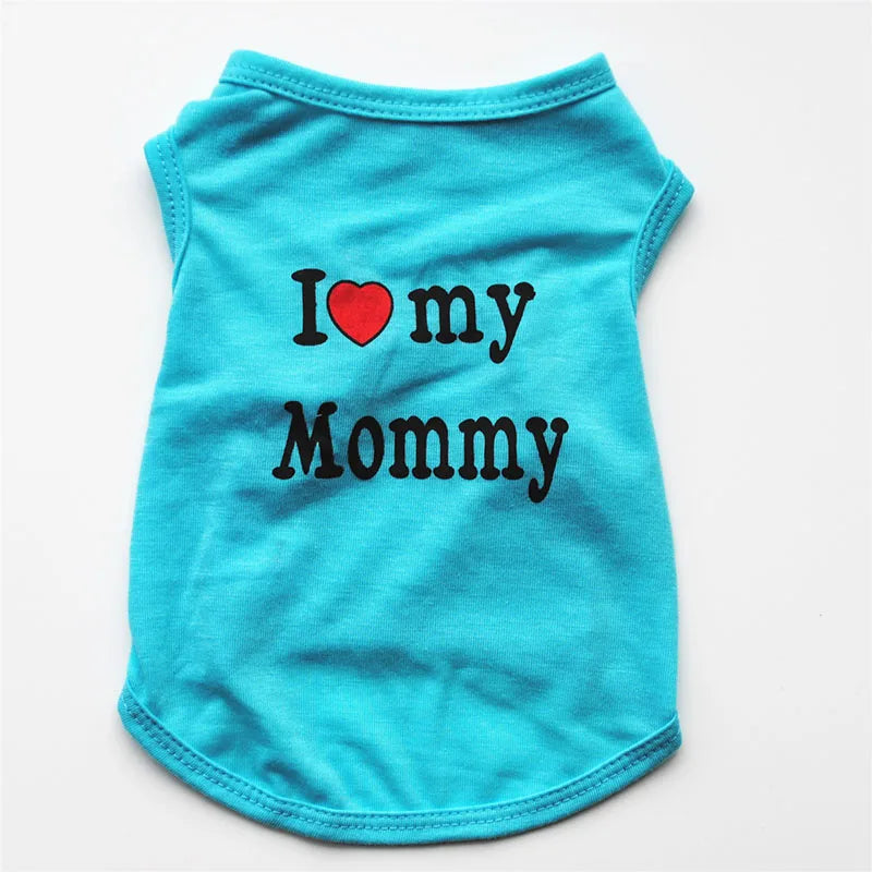 Pet Clothes Casual Puppy Dog Cat Clothing "I Love Mommy & Daddy" Print Cute Cat Vest Tee Shirt Cotton T-shirt Cat Kitten Apparel