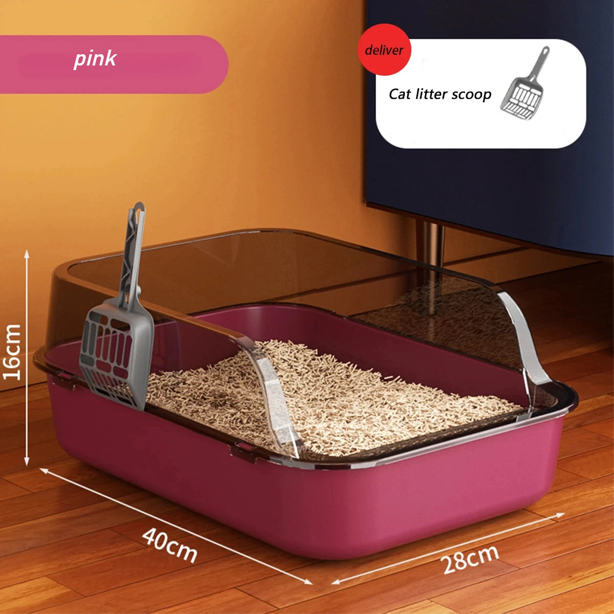 Cat Litter Box Semi-enclosed Thickening Kitty Sandbox High Side