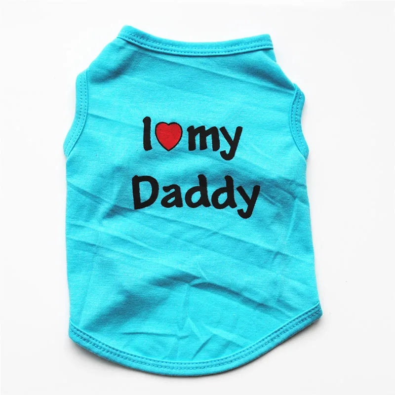 Pet Clothes Casual Puppy Dog Cat Clothing "I Love Mommy & Daddy" Print Cute Cat Vest Tee Shirt Cotton T-shirt Cat Kitten Apparel