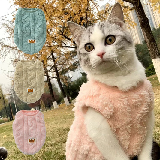 Cat Fleece Sweeche Shirt الخريف الشتاء ملابس دافئة للكلاب الصغيرة المتوسطة القطط هريرة في الهواء الطلق معطف معطف chihuahua سترة