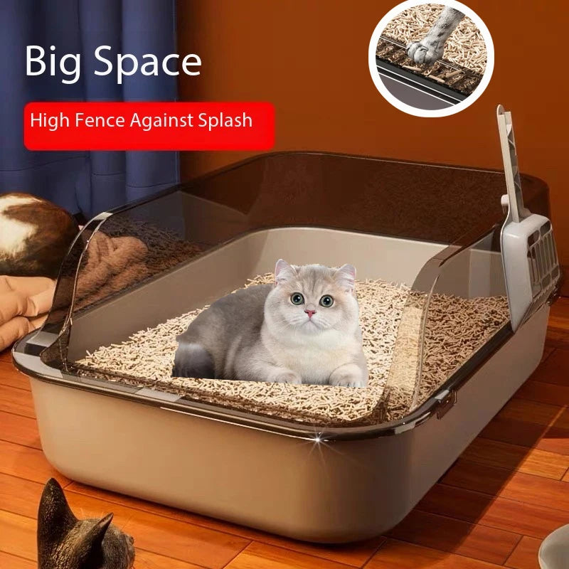 Cat Litter Box Semi-enclosed Thickening Kitty Sandbox High Side