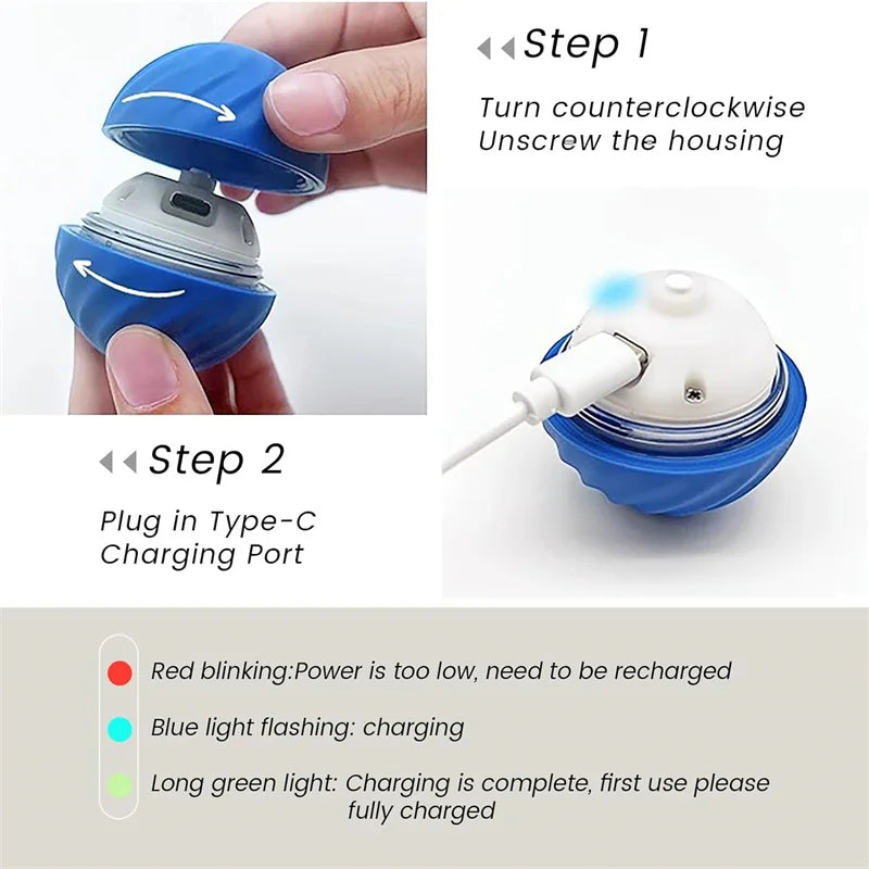 لعبة Smart Dog Toy Ball Electronic Interactive Pet Toy Moving Ball USB Automatic Moving Colling for Puppy Birthday Gift Products Cat Products